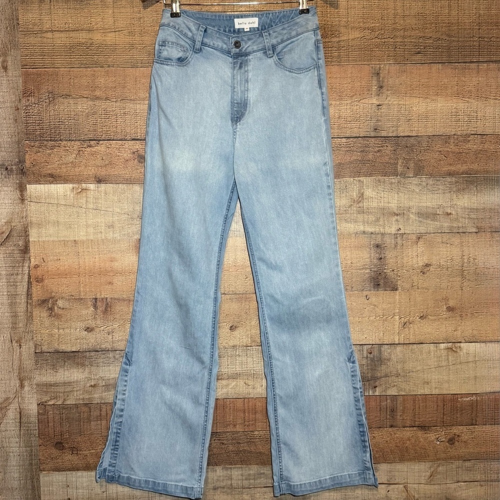 Bella Dahl Side Slit Jeans Ocean Mist size 28 Wide Leg Boho Coastal Chic - Picture 2 of 12